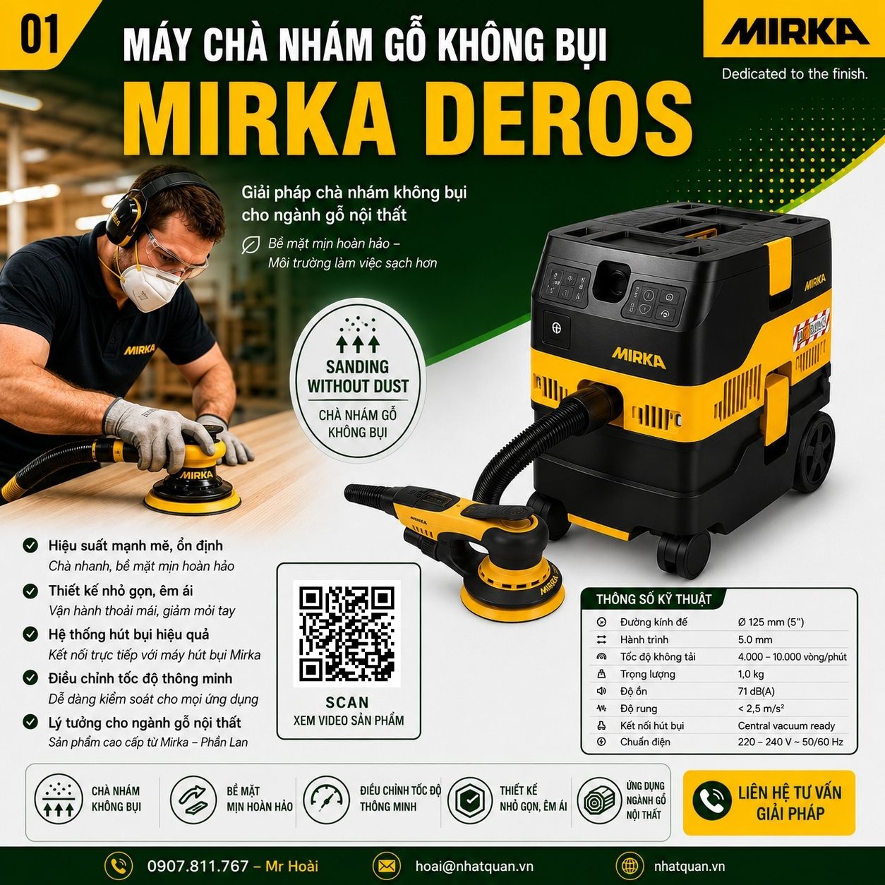 Máy chà nhám gỗ không bụi
